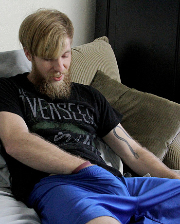 Hairy Bearded Hipster Cums in His Pubes