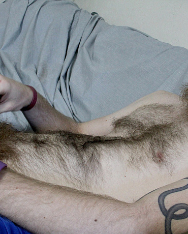 Hairy Bearded Hipster Cums in His Pubes