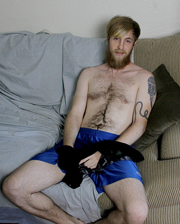 Hairy Bearded Hipster Cums in His Pubes